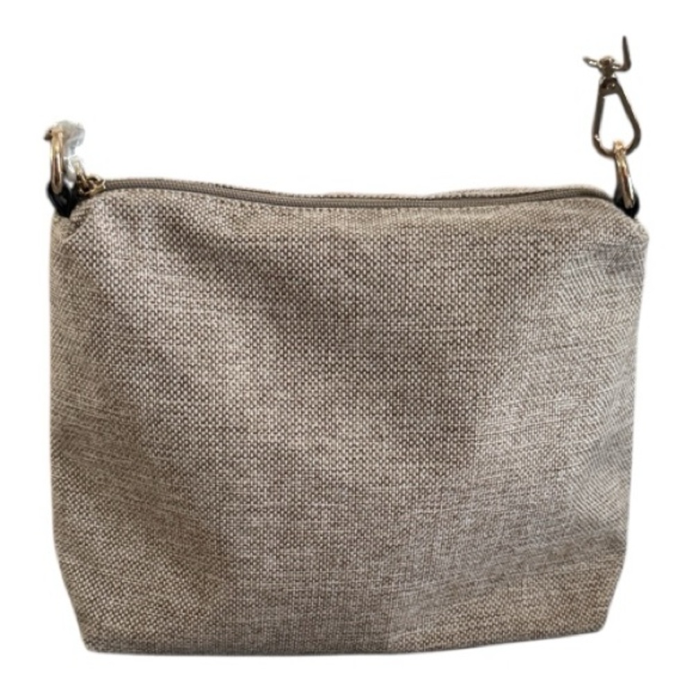 Neutral Linen Look Crossbody Bag Zip Top Adjustable‎ Strap NEW